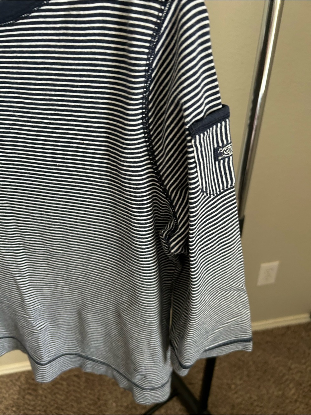Ralph Lauren Navy and White Striped Boatneck Top 100% cotton